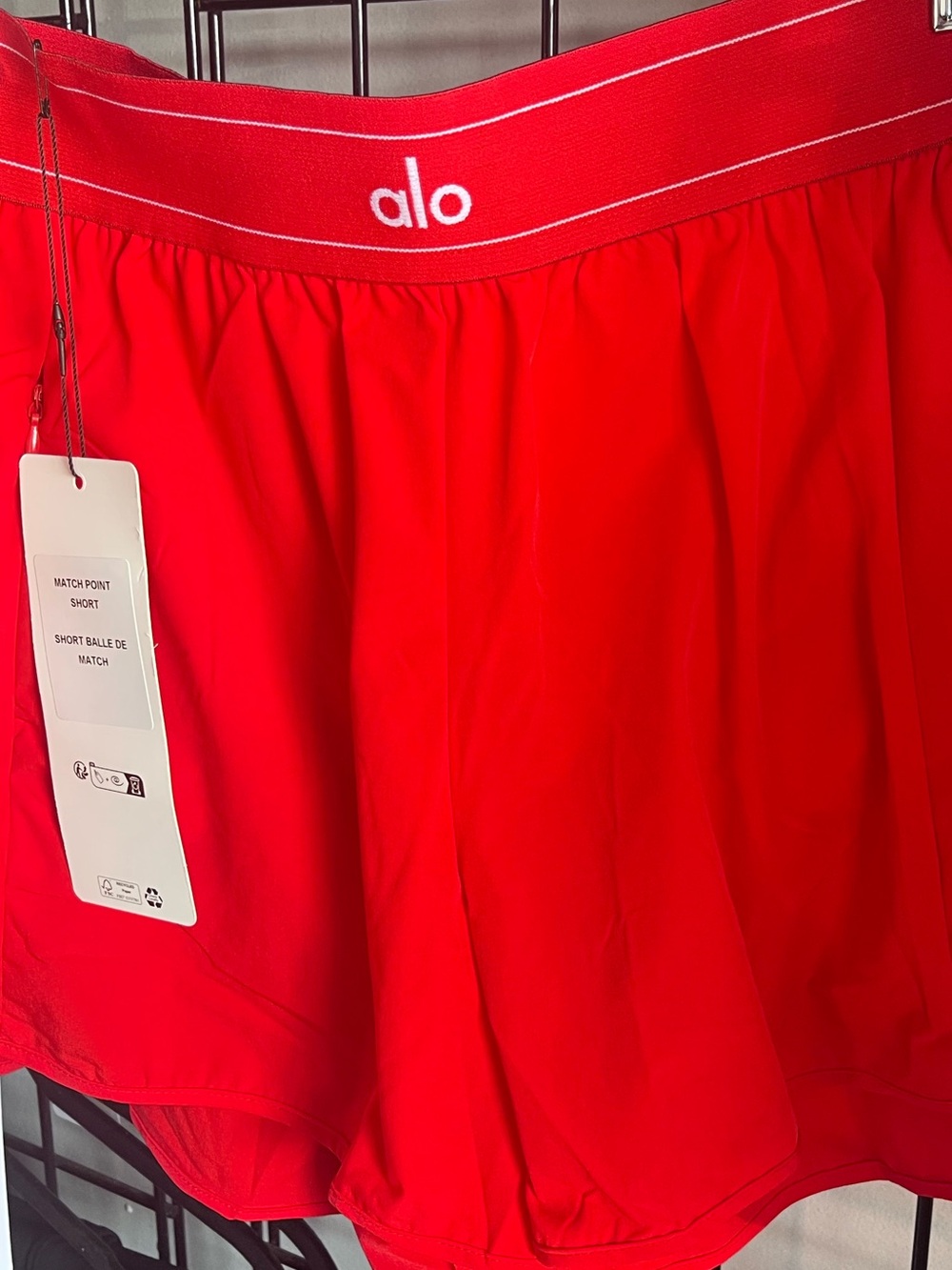 ALO Yoga Red Athletic Shorts match point  tennis nwt pockets - Picture 3 of 4